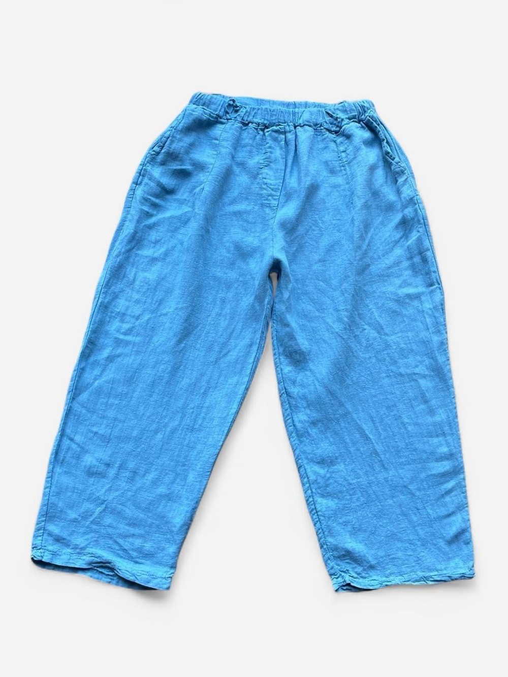 Saga periwinkle blue 100% linen capri pants S